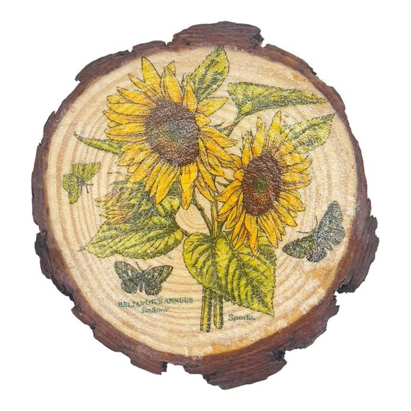 Wood Coasters Decoupaged Art with Yellow Sunflowers and Vintage Truck Napkins - Picture 11 of 12